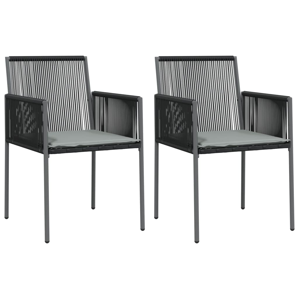  Gartenstühle mit Kissen 2 Stk. Schwarz 54x60,5x83,5 cm