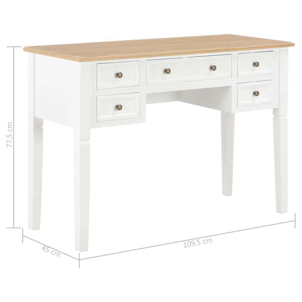  Schreibtisch Weiß 109,5 x 45 x 77,5 cm Holz