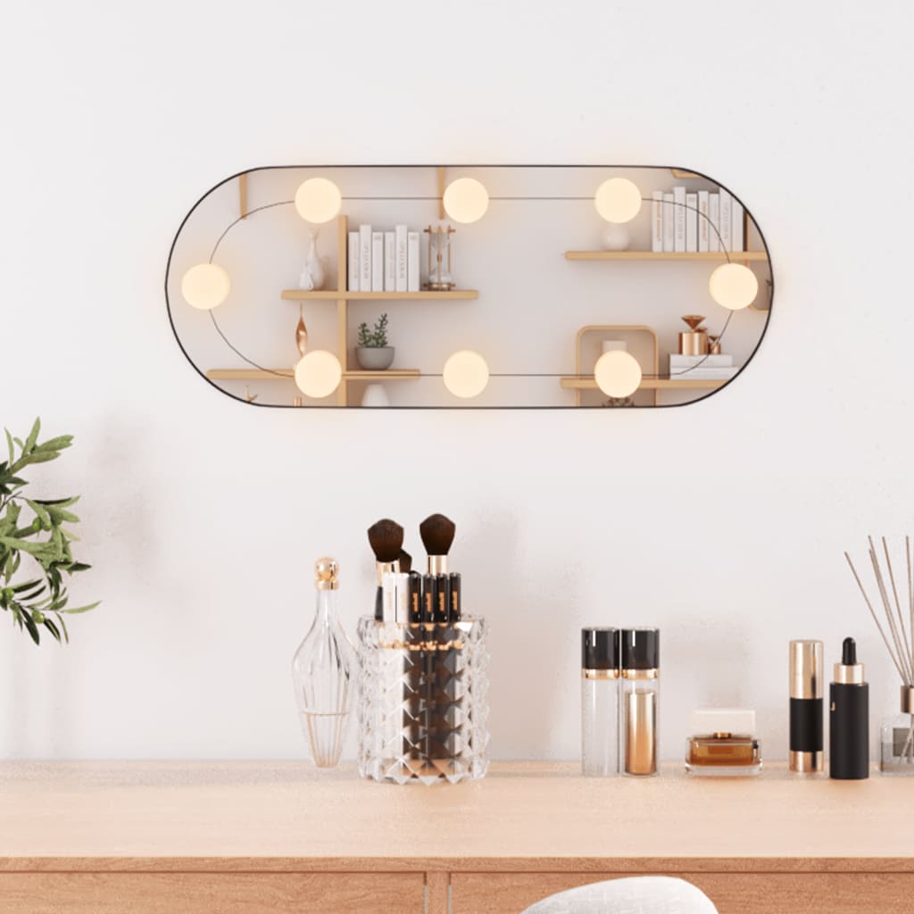  Wandspiegel mit LED-Leuchten 25x60 cm Glas Oval