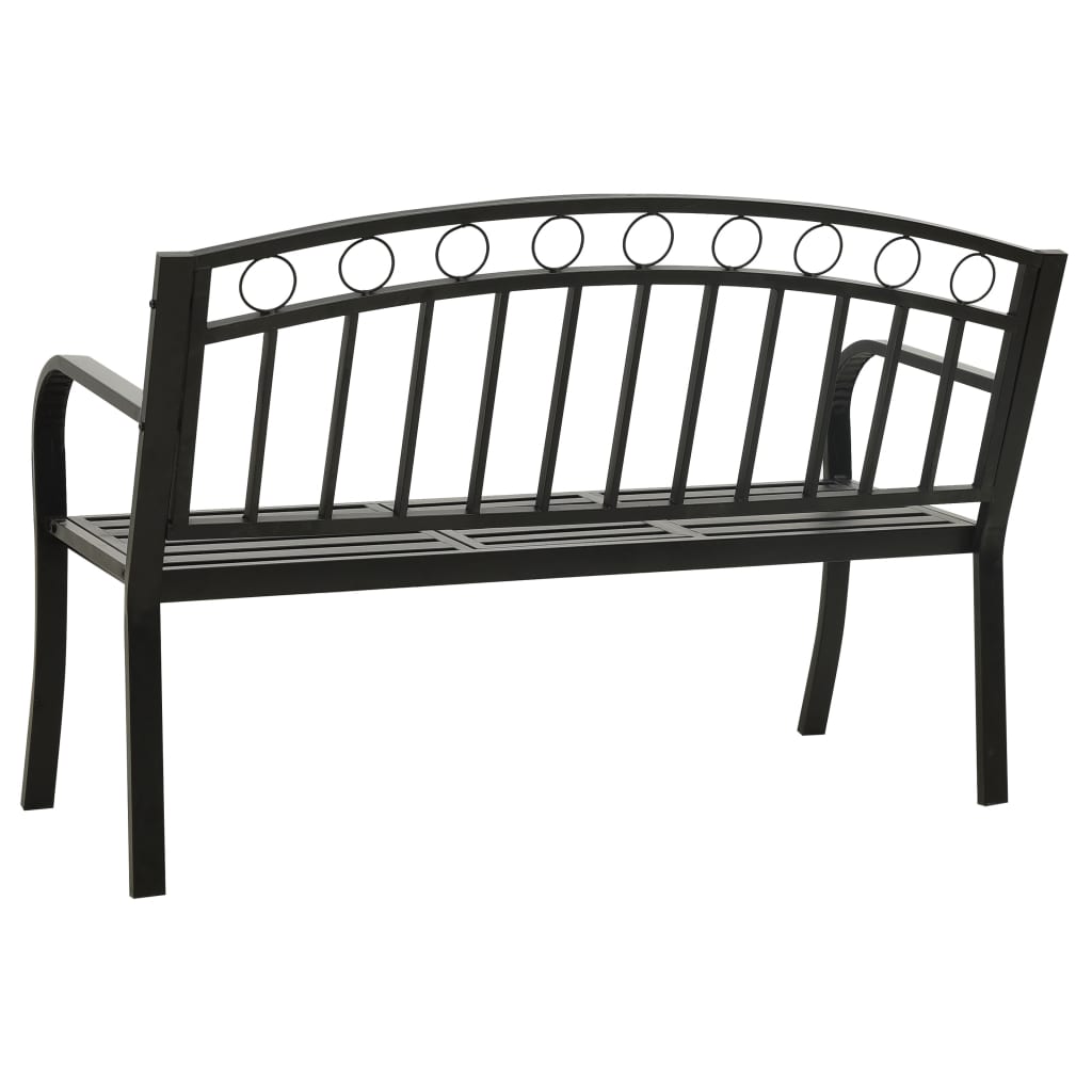  Gartenbank mit Tisch 125 cm Stahl Schwarz
