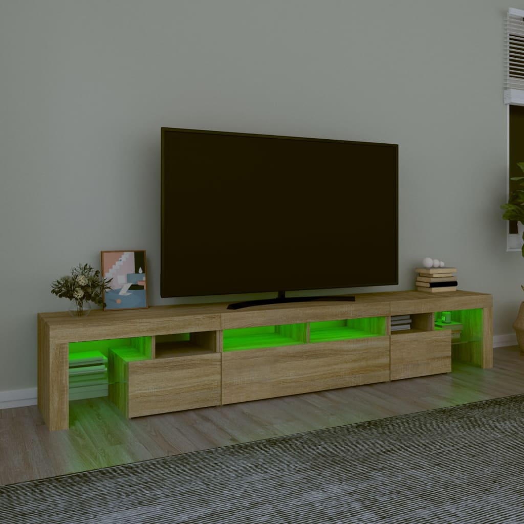  TV-Schrank mit LED-Leuchten Sonoma-Eiche 230x36,5x40 cm