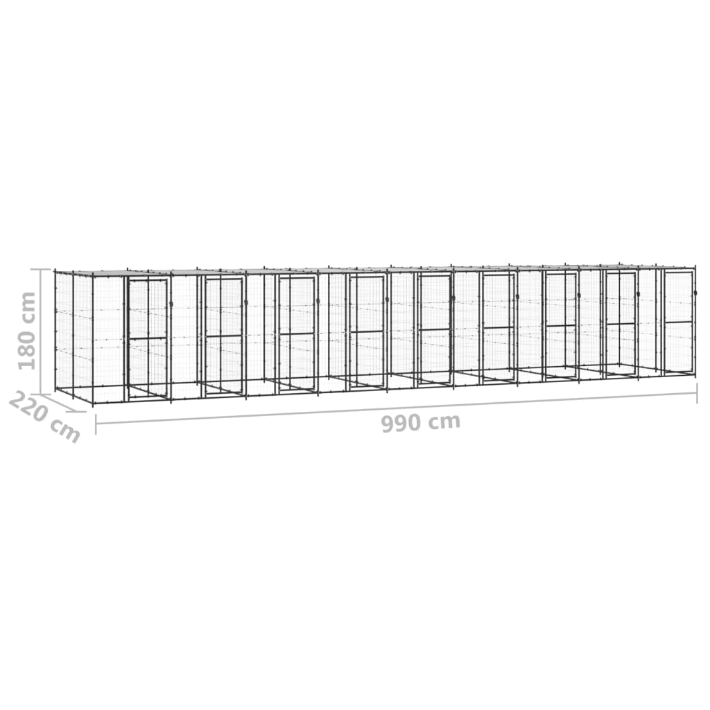  Outdoor-Hundezwinger Stahl mit Überdachung 21,78 m²