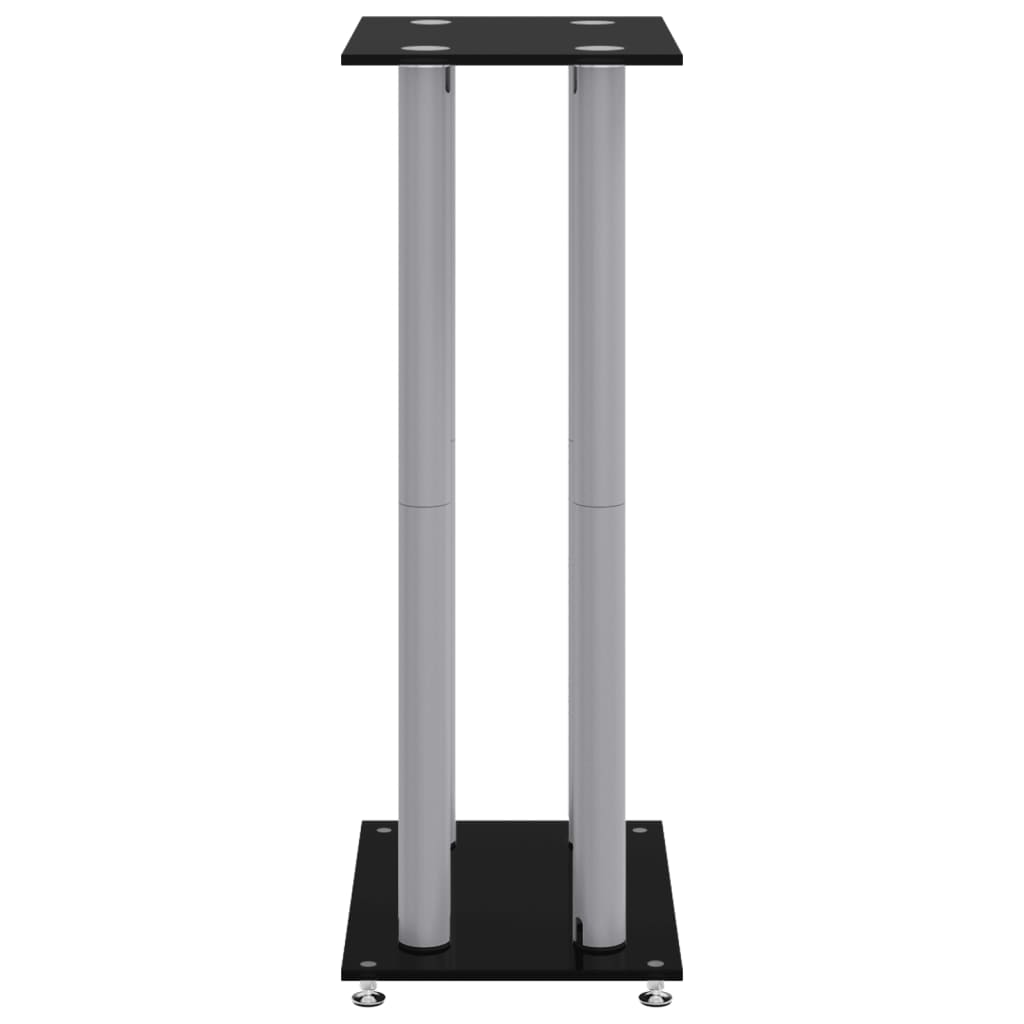  Lautsprecher-Ständer 2 Stk. Schwarz & Silbern Hartglas 4 Säulen