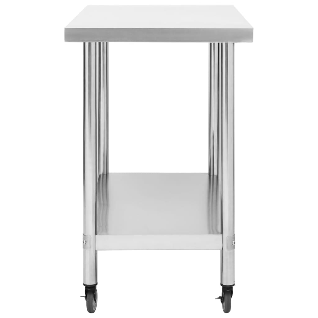  Küchen-Arbeitstisch mit Rollen 100x45x85 cm Edelstahl