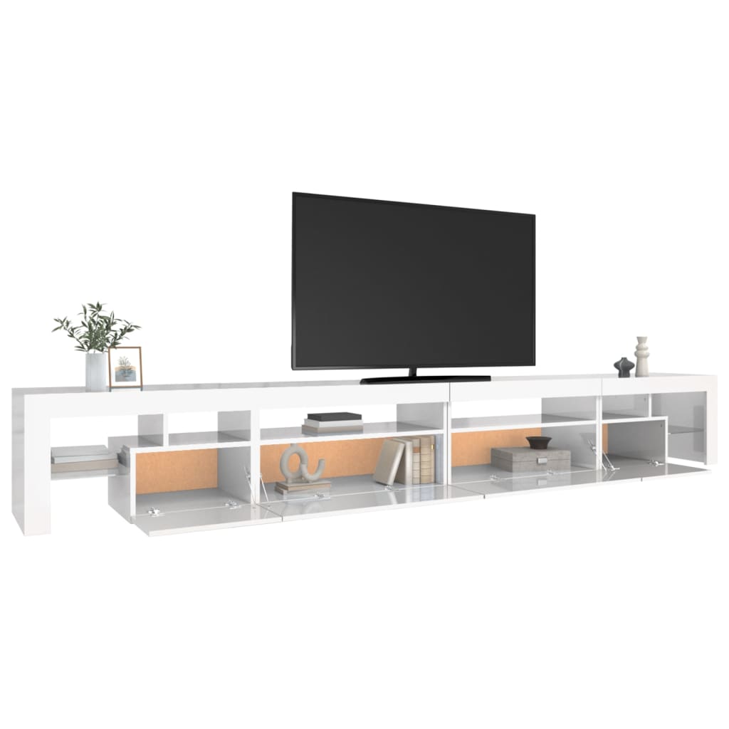  TV-Schrank mit LED-Leuchten Hochglanz-Weiß 290x36,5x40 cm
