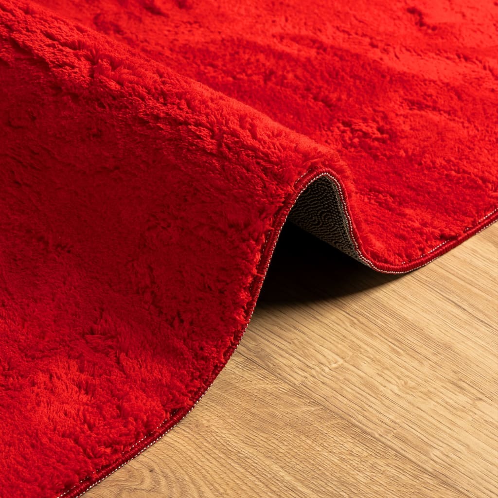  Teppich HUARTE Kurzflor Weich und Waschbar Rot 60x110 cm