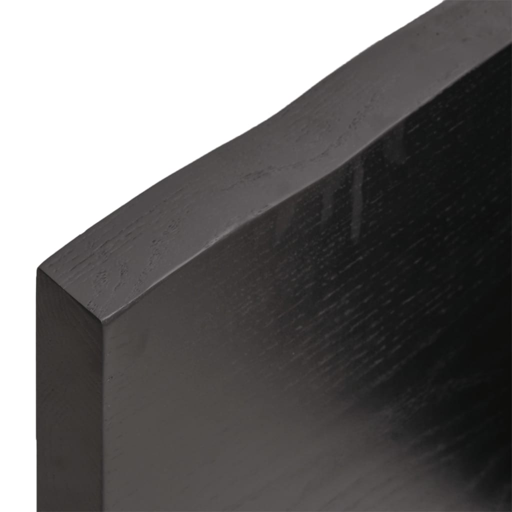  Tischplatte Dunkelbraun 180x40x(2-4)cm Massivholz Eiche