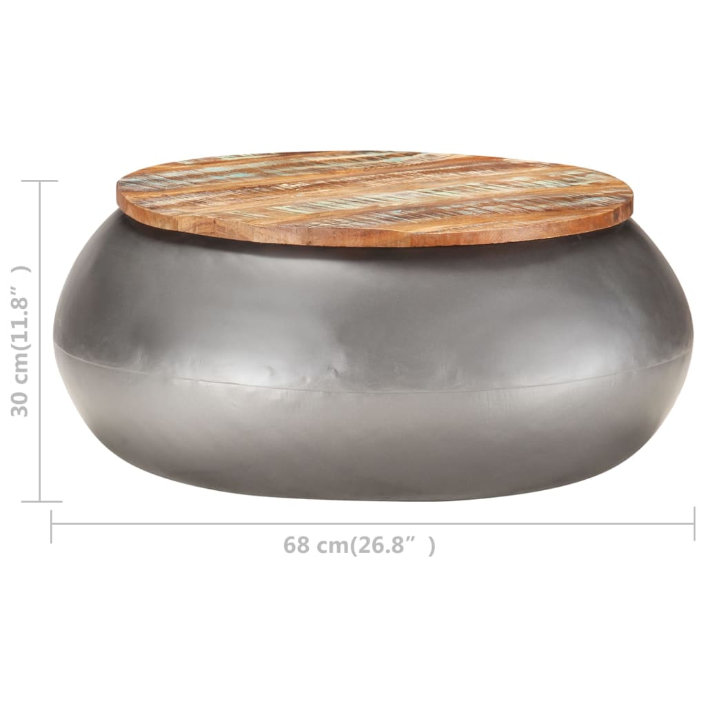  Couchtisch Grau 68x68x30 cm Recyceltes Massivholz