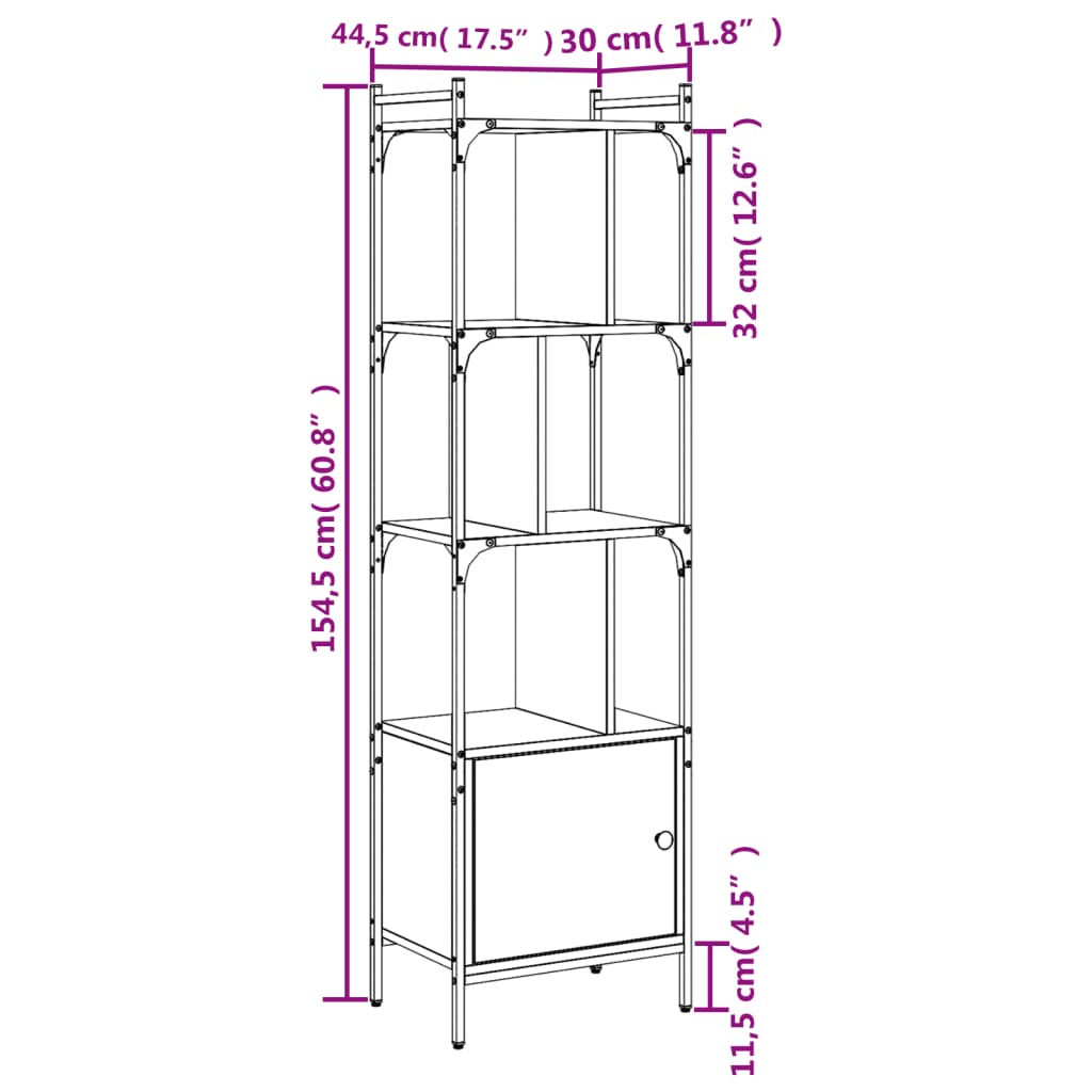  Bücherregal mit Tür Sonoma-Eiche 44,5x30x154,5 cm Holzwerkstoff