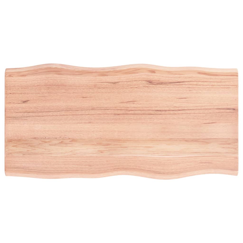  Tischplatte 100x50x2 cm Massivholz Eiche Behandelt Baumkante