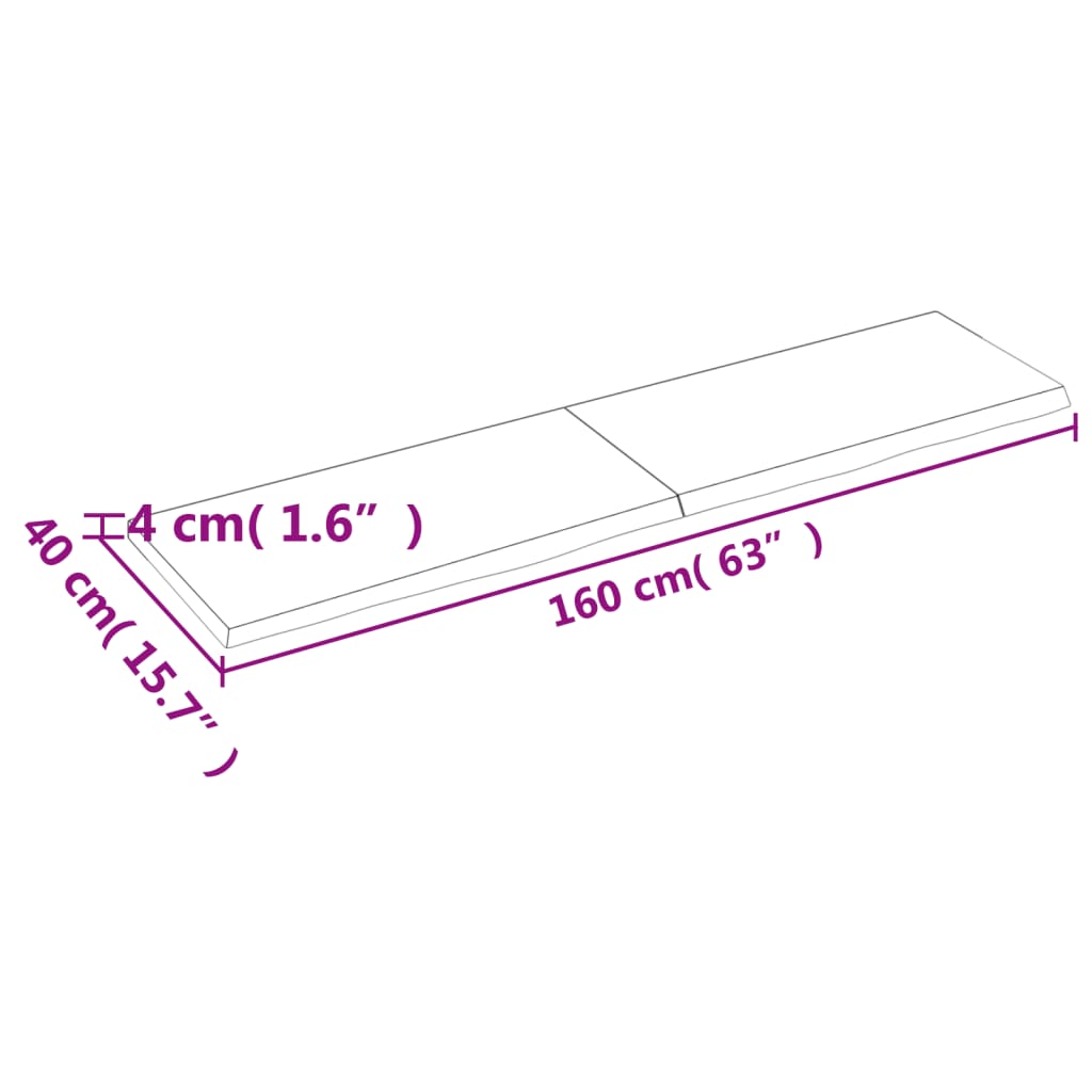  Tischplatte Dunkelbraun 160x40x(2-4)cm Massivholz Eiche