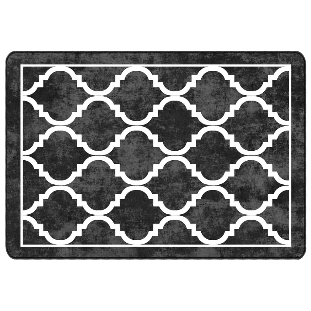  Teppich Waschbar Schwarz und Weiß 120x180 cm Rutschfest
