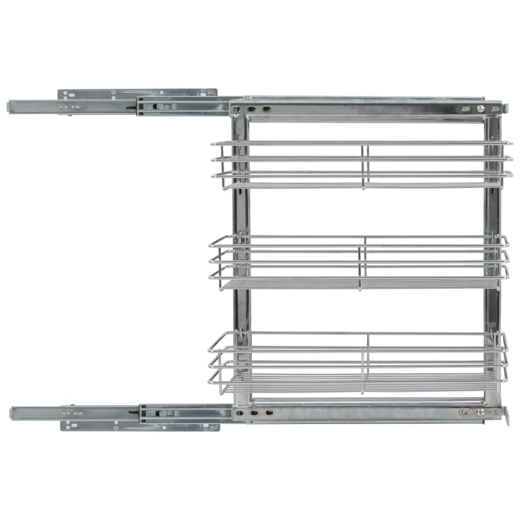 3-stufiger Küchen-Drahtkorb Ausziehbar Silbern 47x25x56 cm