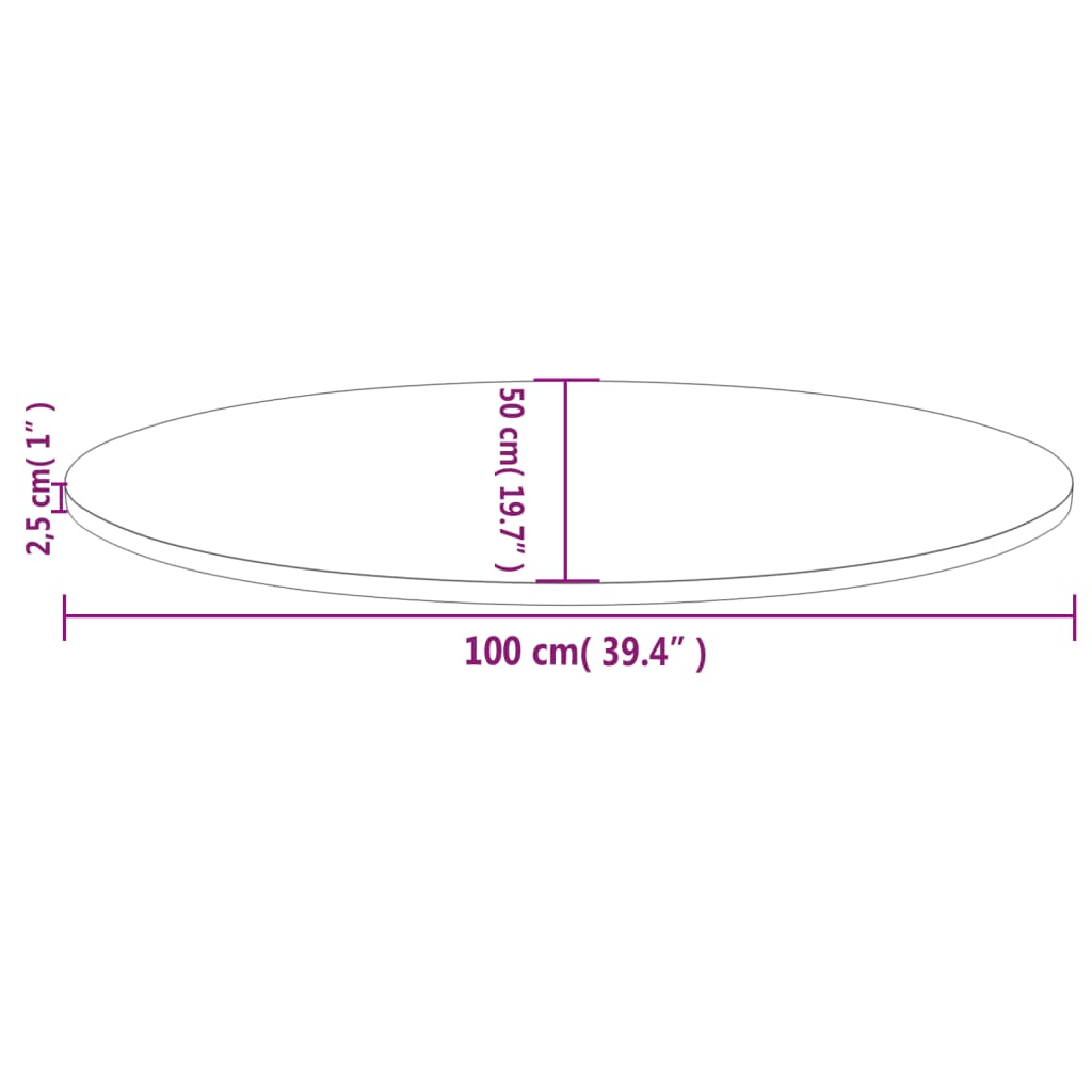  Tischplatte Weiß 100x50x2,5 cm Massivholz Kiefer Oval