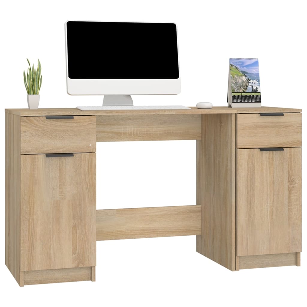  Schreibtisch mit Beistellschrank Sonoma-Eiche Holzwerkstoff