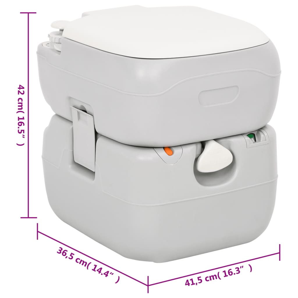  Camping-Toilette Tragbar Grau und Weiß 22+12 L HDPE