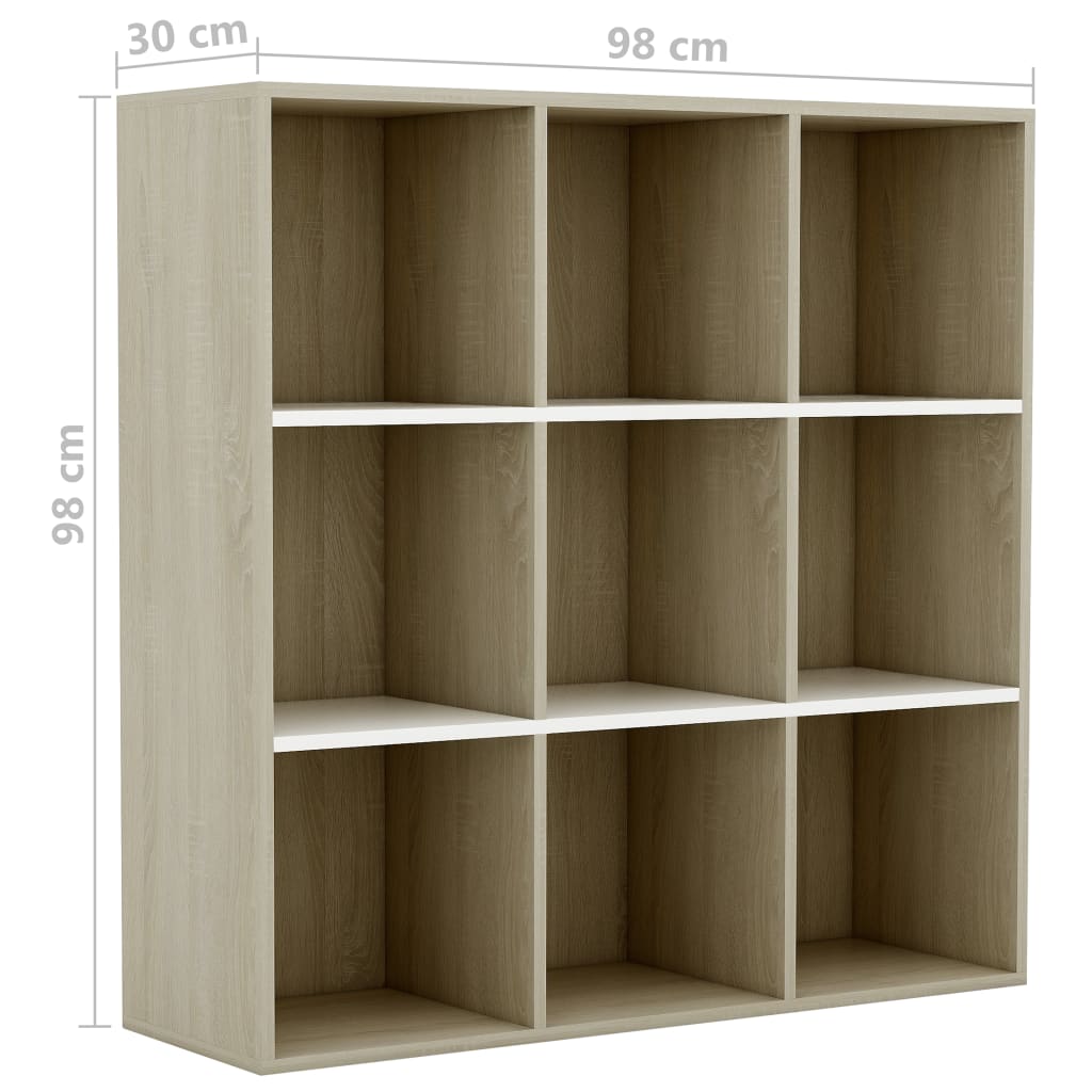  Bücherregal Weiß Sonoma-Eiche 98x29x97,5 cm Holzwerkstoff