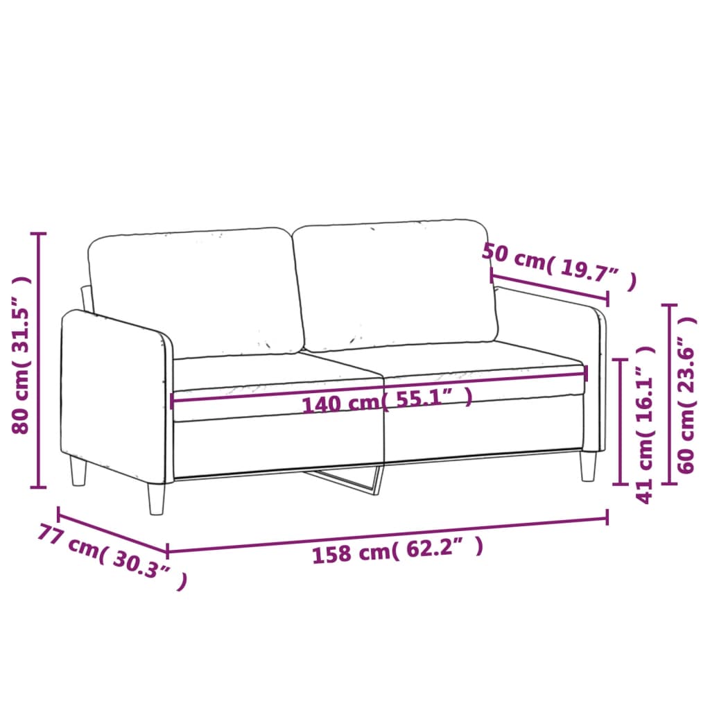  2-Sitzer-Sofa Weinrot 140 cm Samt