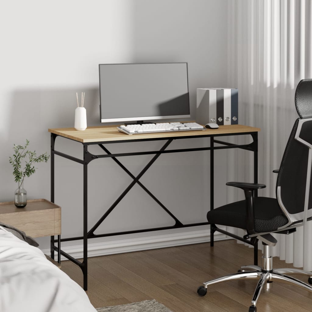  Schreibtisch Sonoma-Eiche 100x50x75 cm Holzwerkstoff und Eisen