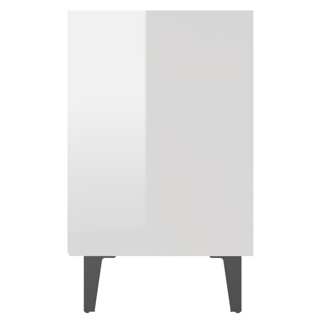  Nachttisch mit Metallbeinen Hochglanz-Weiß 40x30x50 cm