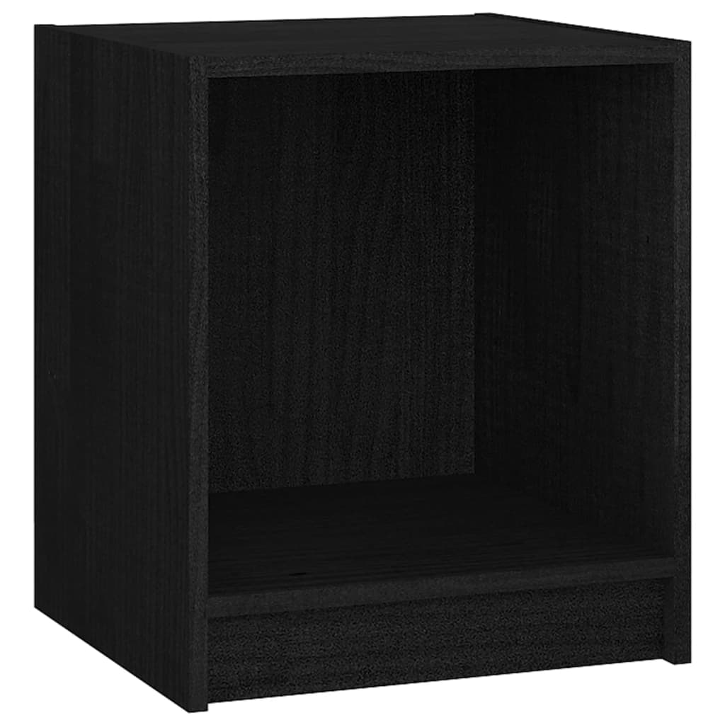  Nachttisch Schwarz 35,5x33,5x41,5 cm Massivholz Kiefer
