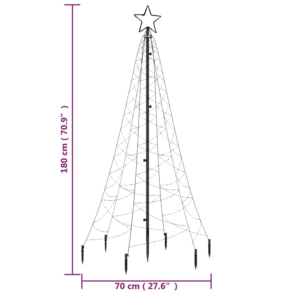  LED-Weihnachtsbaum mit Erdnägeln Warmweiß 200 LEDs 180 cm