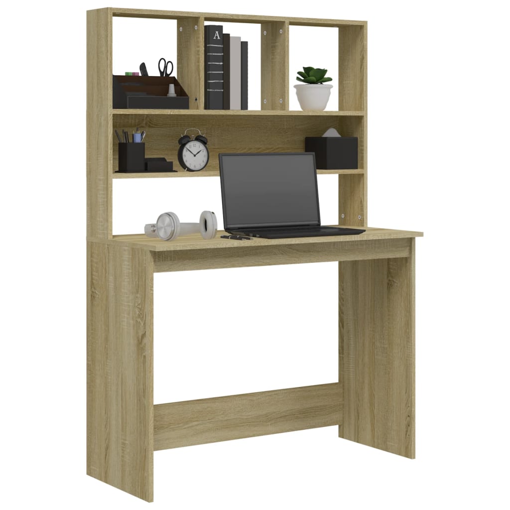  Schreibtisch mit Regal Sonoma-Eiche 102x45x148 cm Holzwerkstoff