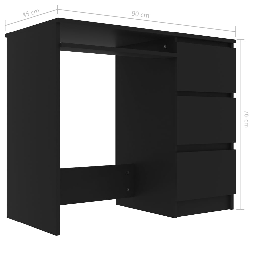  Schreibtisch Schwarz 90x45x76 cm Holzwerkstoff