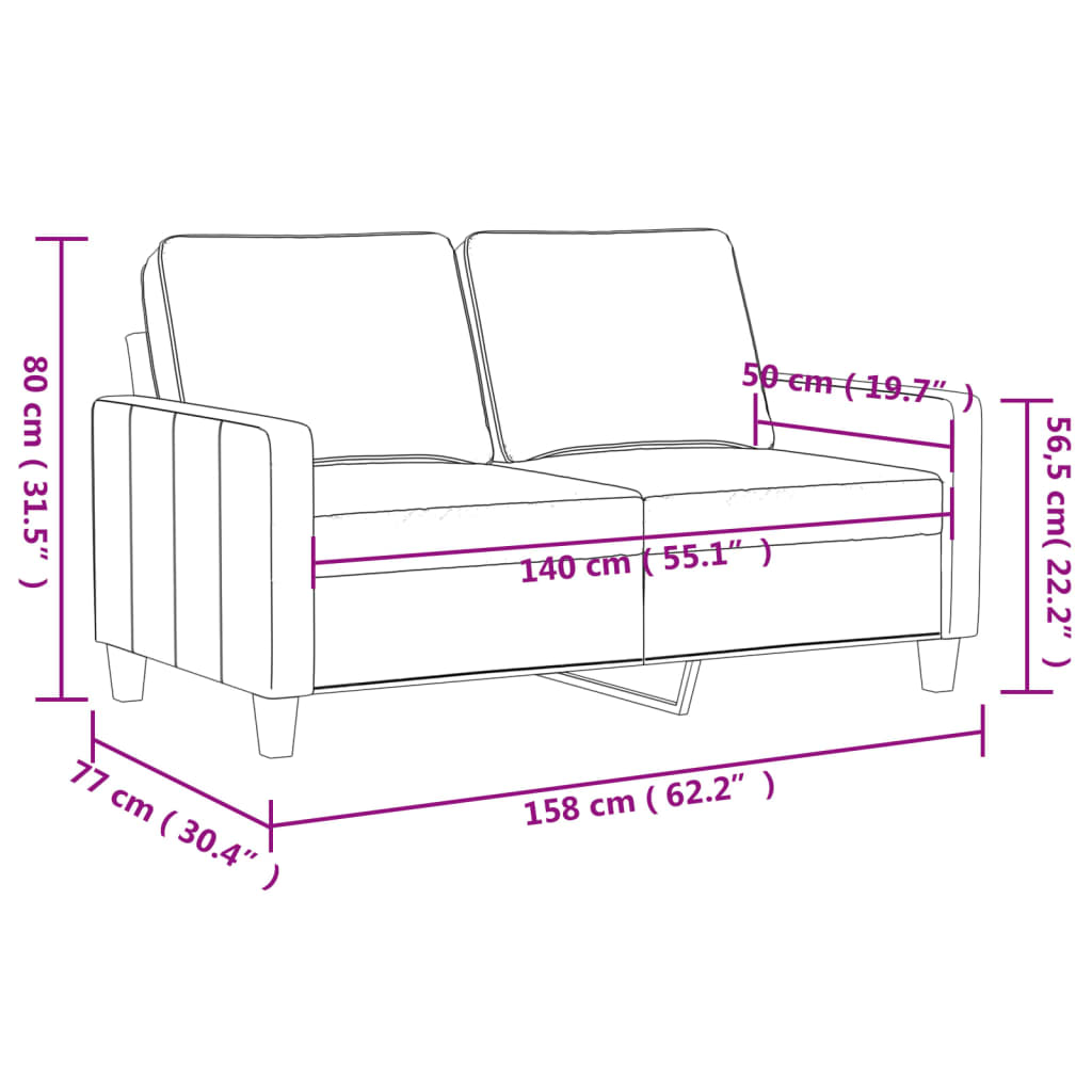  2-Sitzer-Sofa Hellgelb 140 cm Stoff