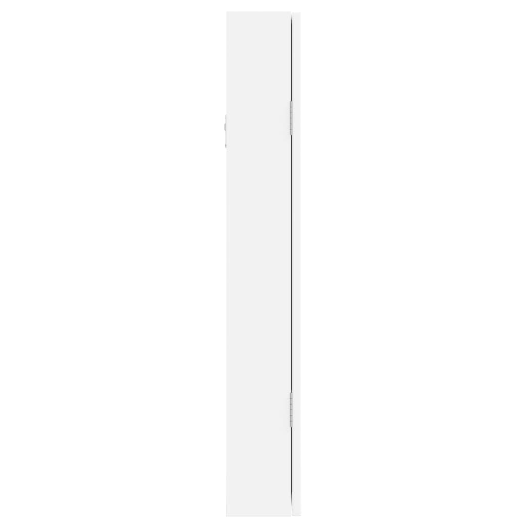  Schmuckschrank mit Spiegel Wandmontage Weiß 37,5x10x67 cm