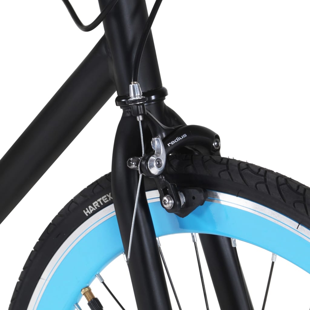  Fahrrad mit Festem Gang Schwarz und Blau 700c 59 cm