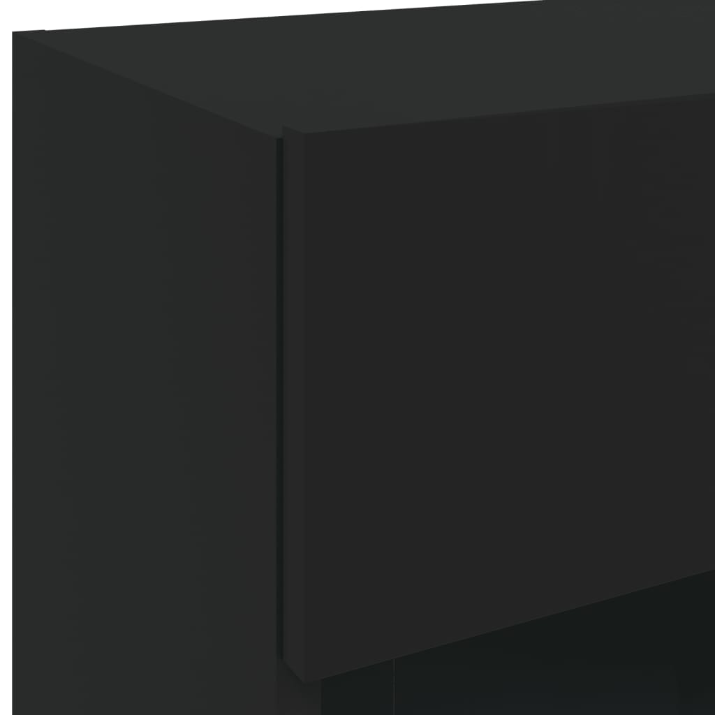  TV-Wandschränke mit LED-Leuchten 2 Stk. Schwarz 40x30x60,5 cm
