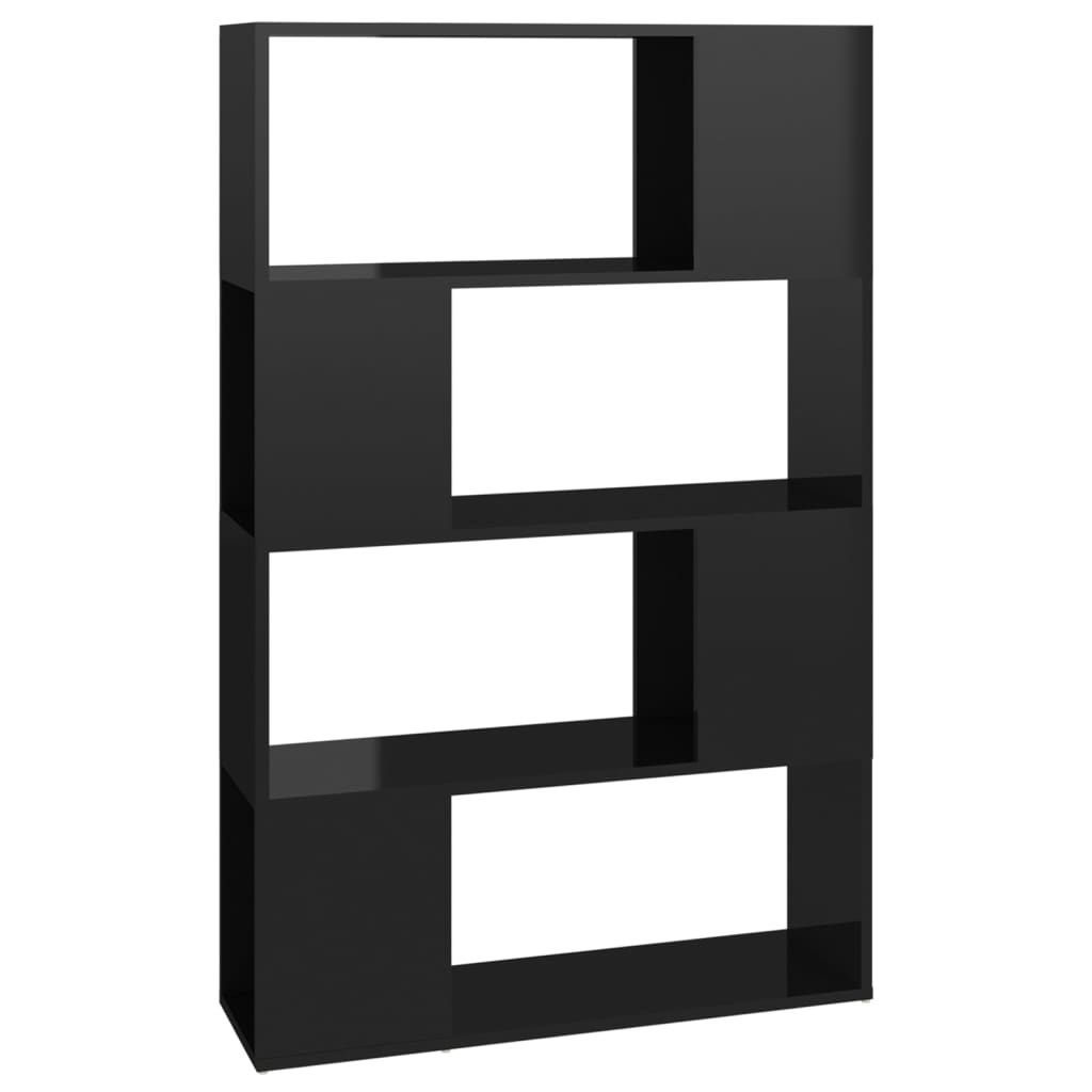  Bücherregal Raumteiler Hochglanz-Schwarz 80x24x124,5 cm