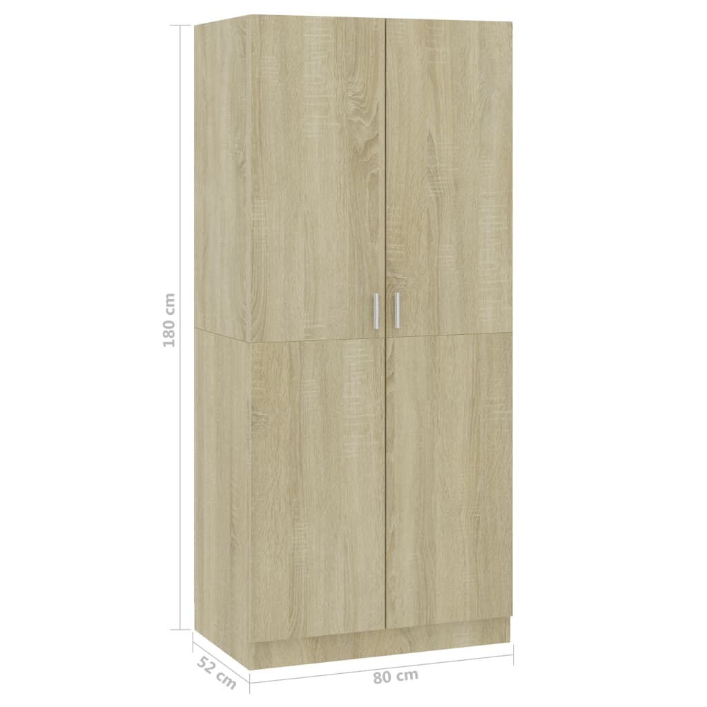  Kleiderschrank Sonoma-Eiche 80x52x180 cm Holzwerkstoff