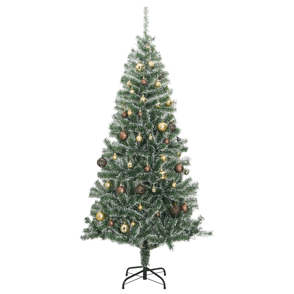  Künstlicher Weihnachtsbaum 300 LEDs & Kugeln Beschneit 180 cm