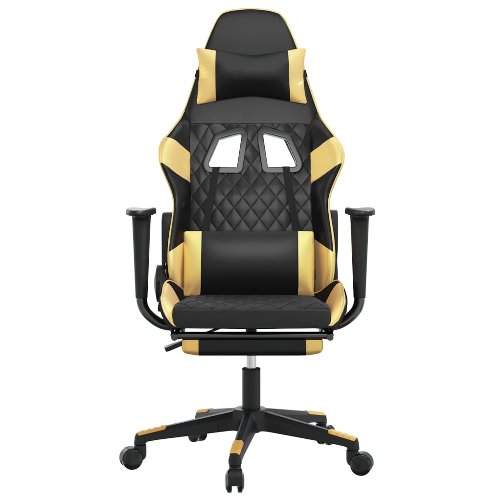  Gaming-Stuhl mit Fußstütze Schwarz und Golden Kunstleder