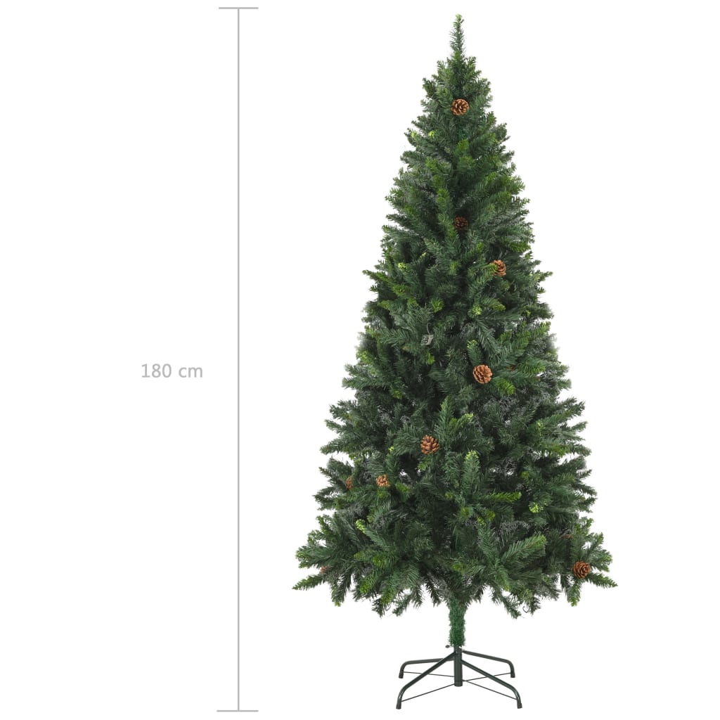  Künstlicher Weihnachtsbaum mit Kiefernzapfen Grün 180 cm