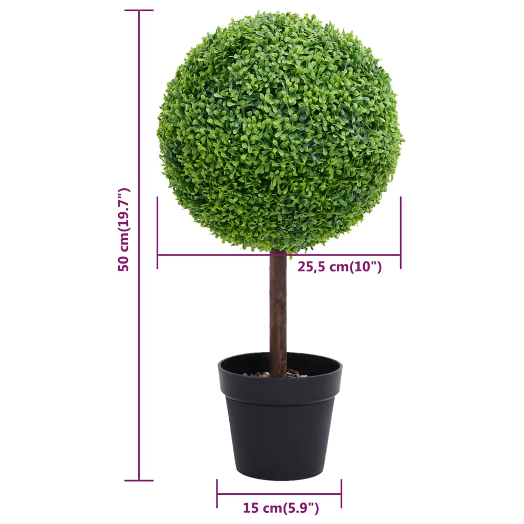  Künstlicher Buchsbaum mit Topf Kugelform Grün 50 cm