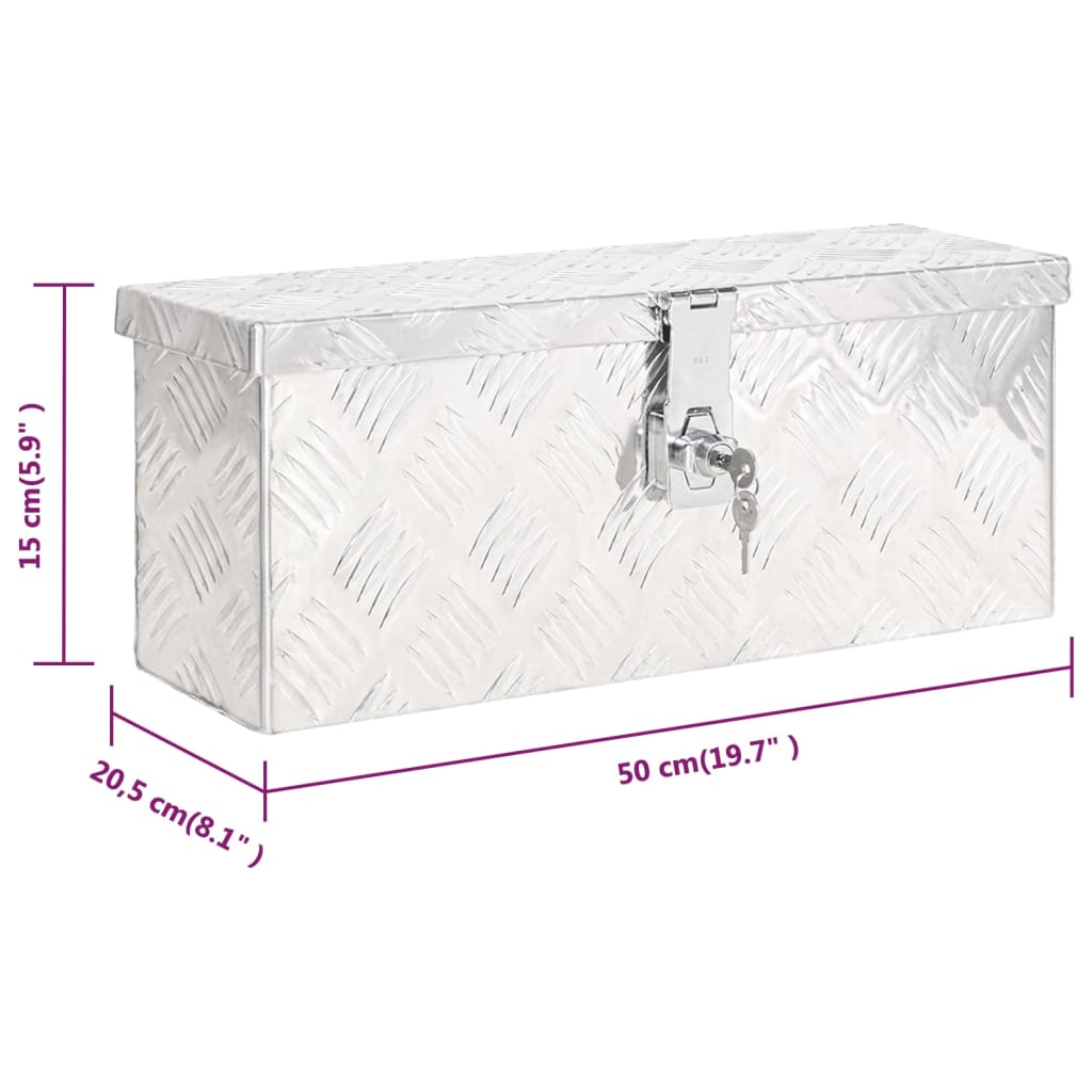  Aufbewahrungsbox Silbern 50x15x20,5 cm Aluminium