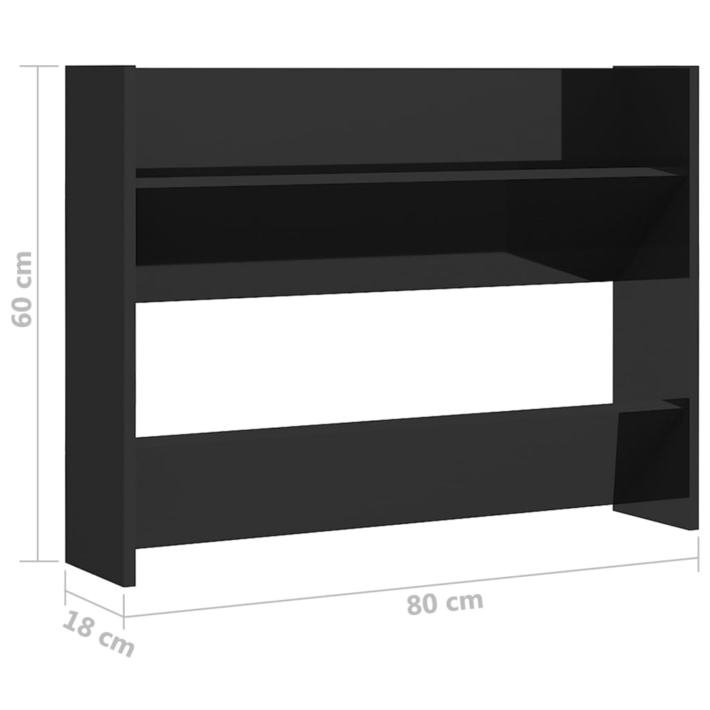  Wand-Schuhschrank Hochglanz-Schwarz 80x18x60 cm Holzwerkstoff
