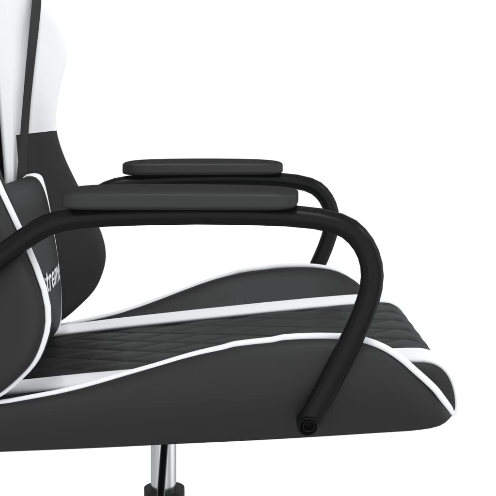  Gaming-Stuhl mit Massagefunktion Schwarz und Weiß Kunstleder