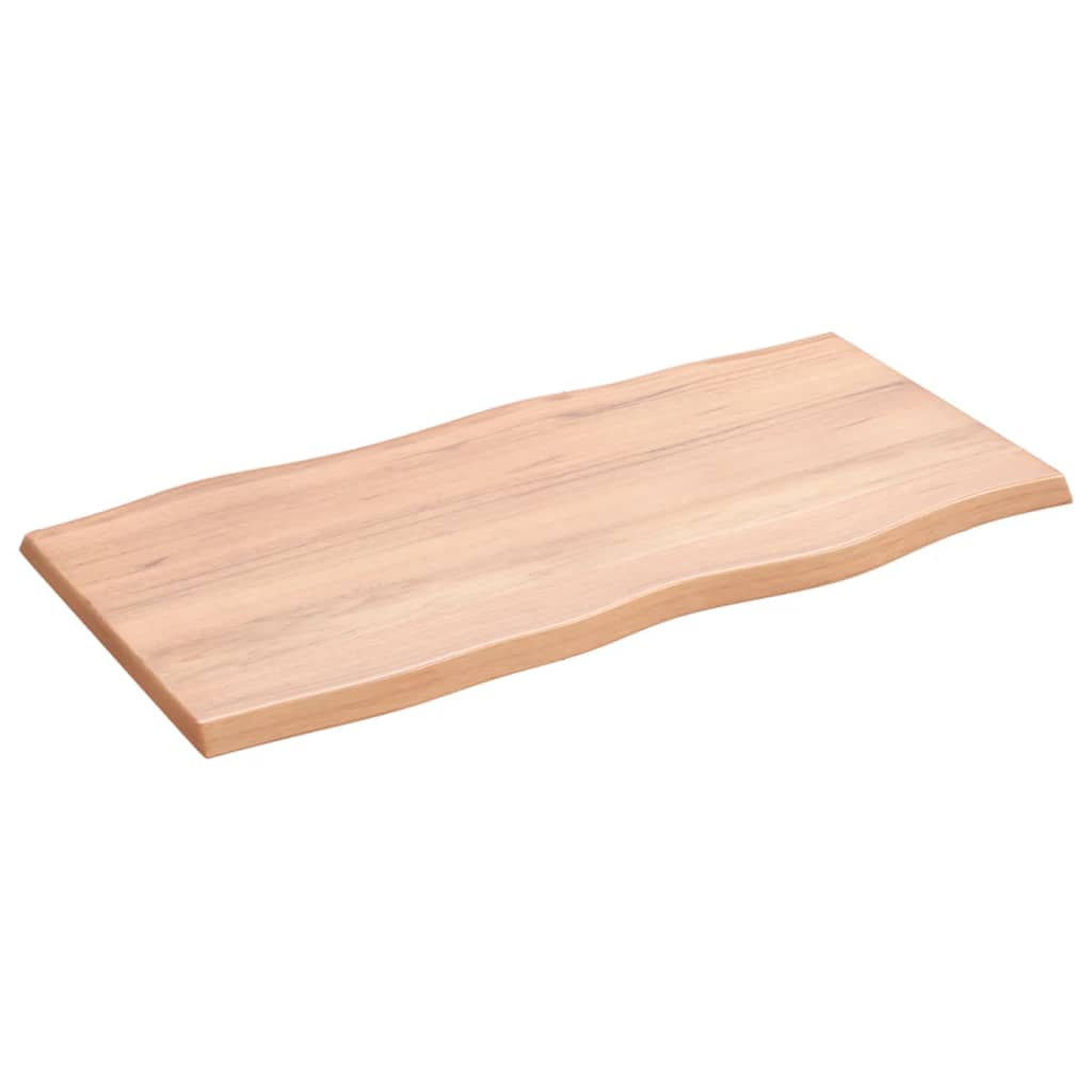  Tischplatte 80x40x2 cm Massivholz Eiche Behandelt Baumkante
