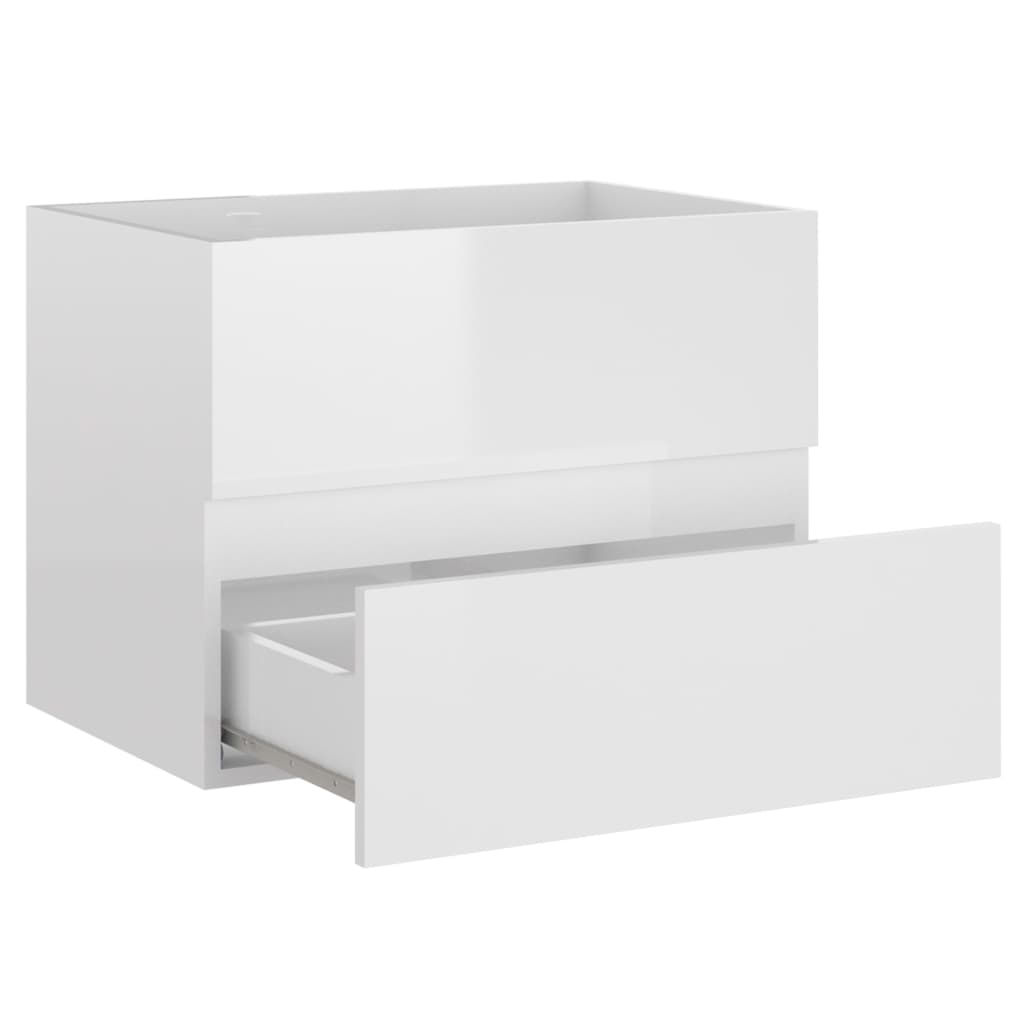  Waschbeckenunterschrank Hochglanz-Weiß 60x38,5x45 cm
