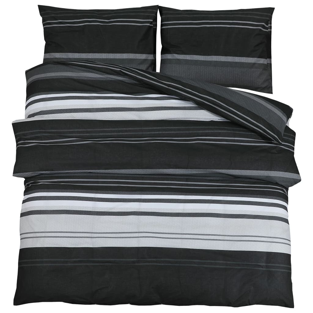  Bettwäsche-Set Schwarz und Weiß 140x200 cm Baumwolle