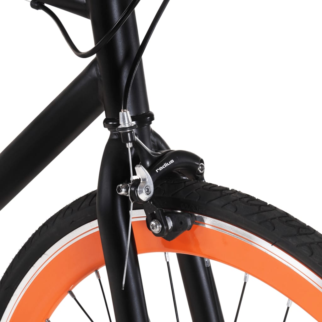  Fahrrad mit Festem Gang Schwarz und Orange 700c 55 cm