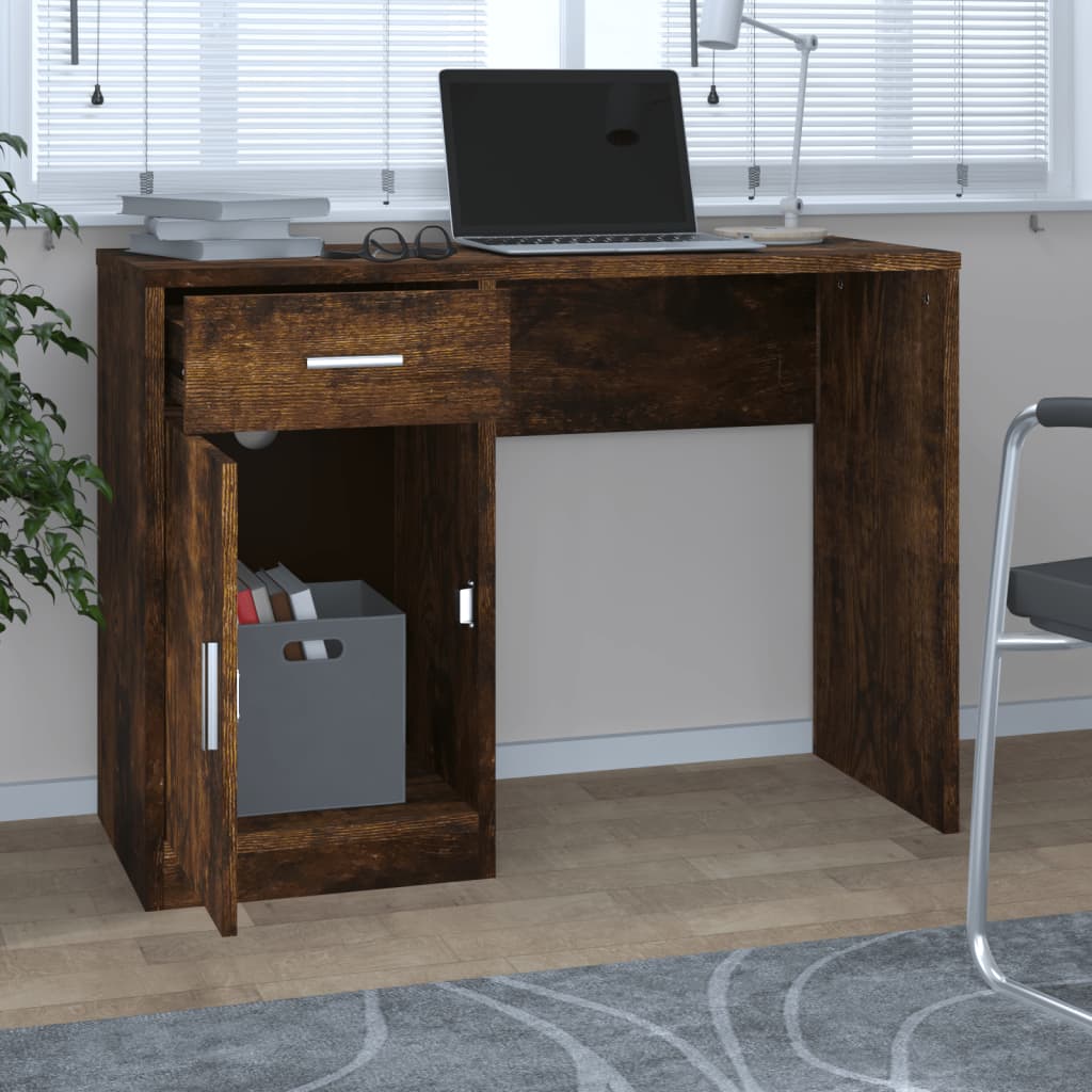  Schreibtisch mit Stauraum Räuchereiche 100x40x73 cm
