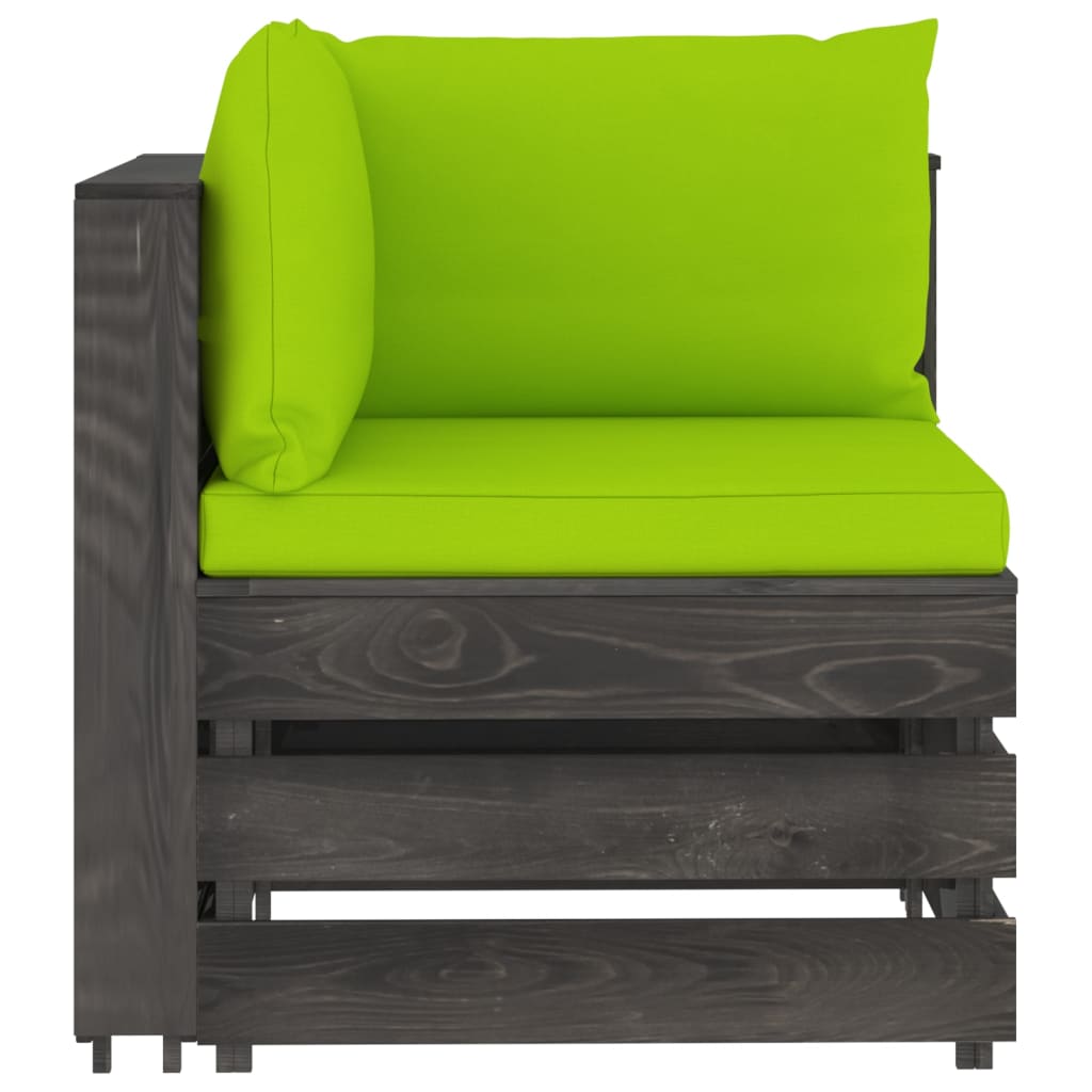  4-Sitzer Outdoor-Sofa mit Kissen Grau Imprägniertes Holz