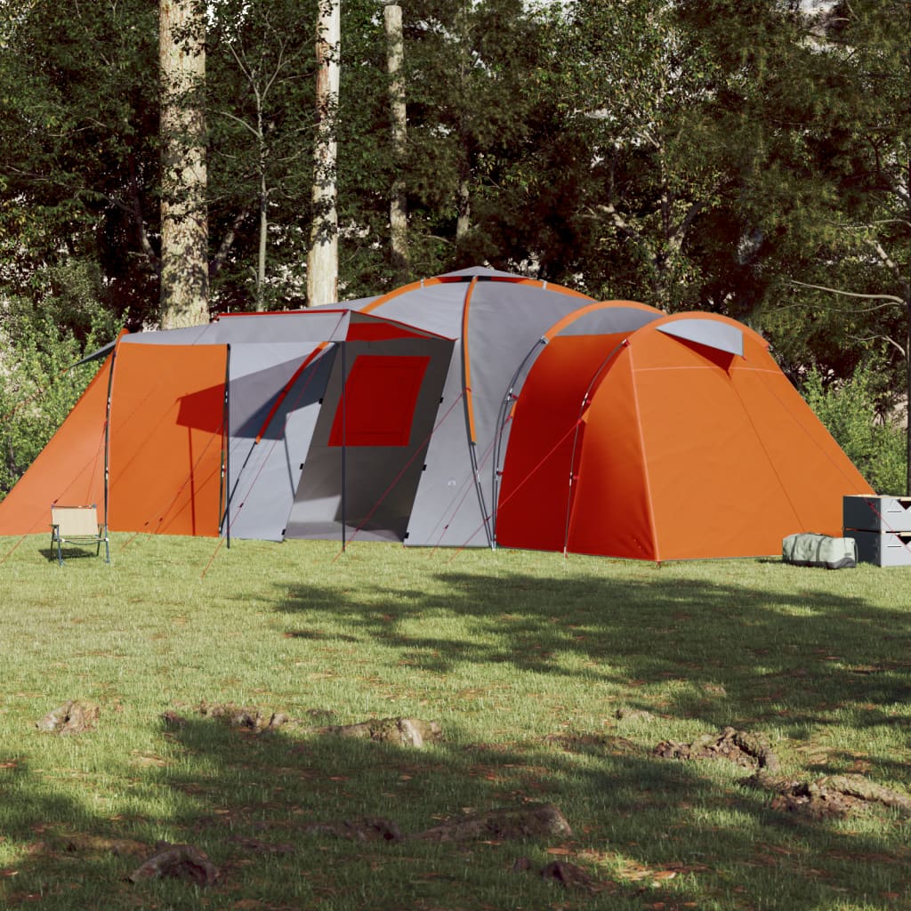  Campingzelt 12 Personen Grau und Orange Wasserfest