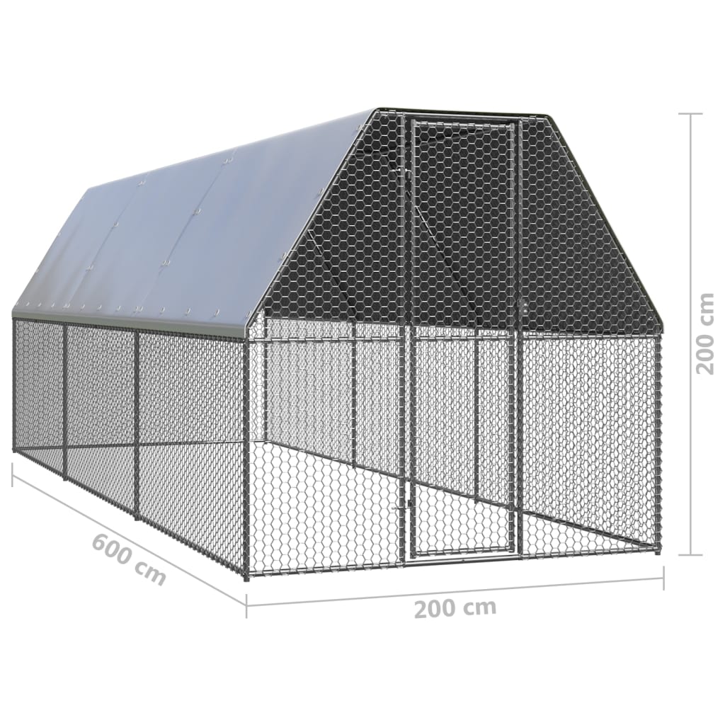  Outdoor-Hühnerkäfig 2x6x2 m Verzinkter Stahl 