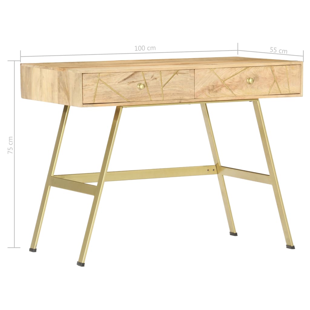  Schreibtisch mit Schubladen 100x55x75 cm Massivholz Mango